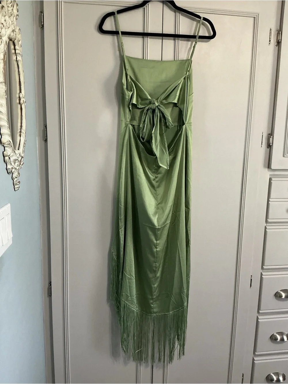 NWT 12th Tribe MONET Sage Green Fringe Cami Dress M - Picture 4 of 13